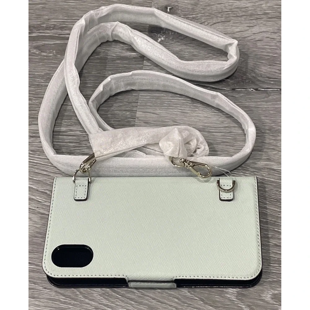 Kate Spade‎ NY 256645 iPhone X/XS Leather Folio Case with Chain Crossbody Strap